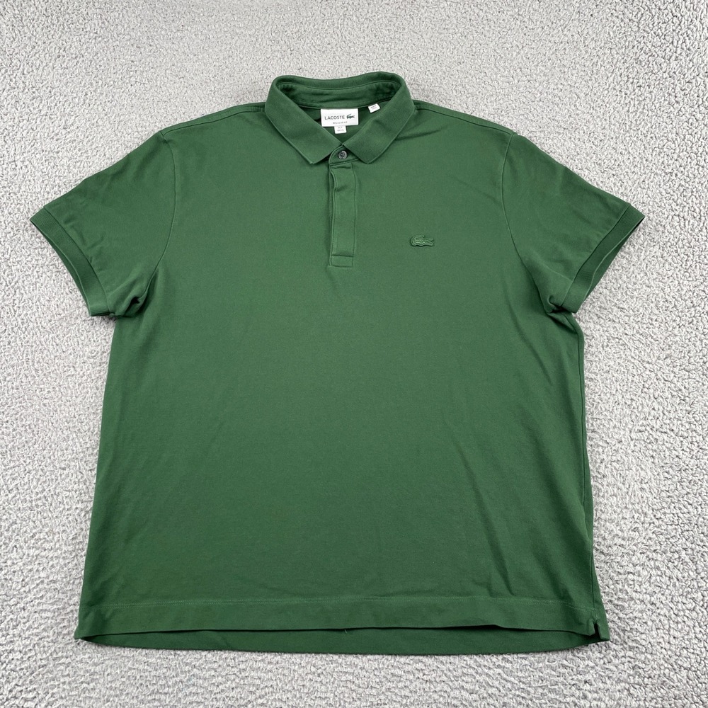 Lacoste Polo Shirt Mens XXL Green Regular Fit Short Sleeve Pique Croc Logo Pima